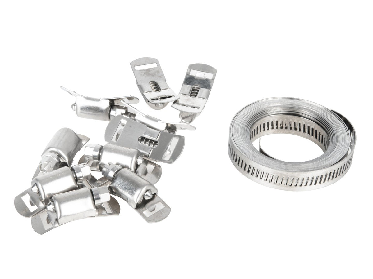 Hose clamp kit with 10 clamps, 12.7 mm x 3 m