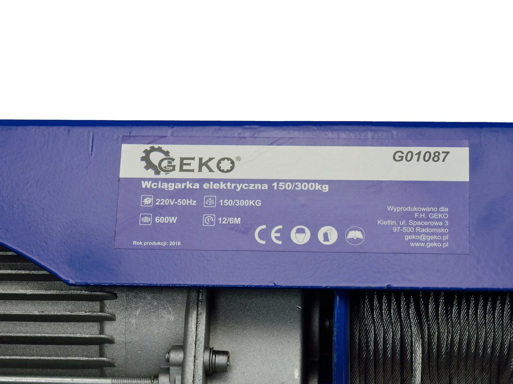 GEKO Electric Wire Rope Hoist 150/300 kg