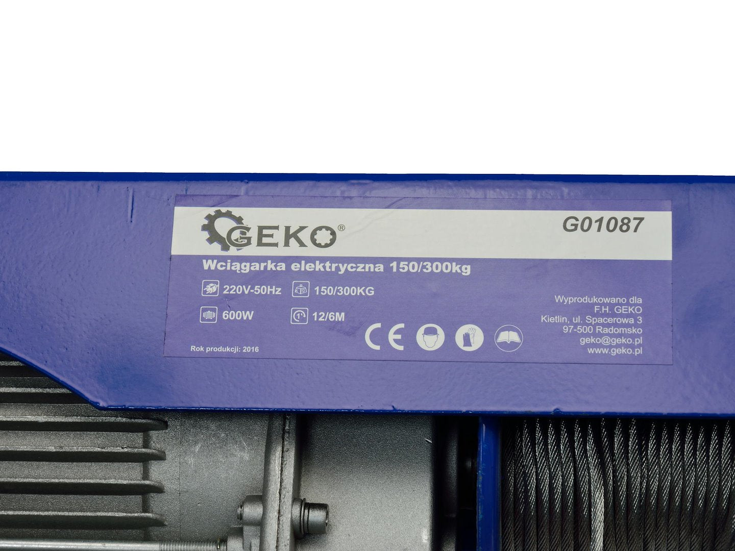 GEKO Electric Wire Rope Hoist 150/300 kg