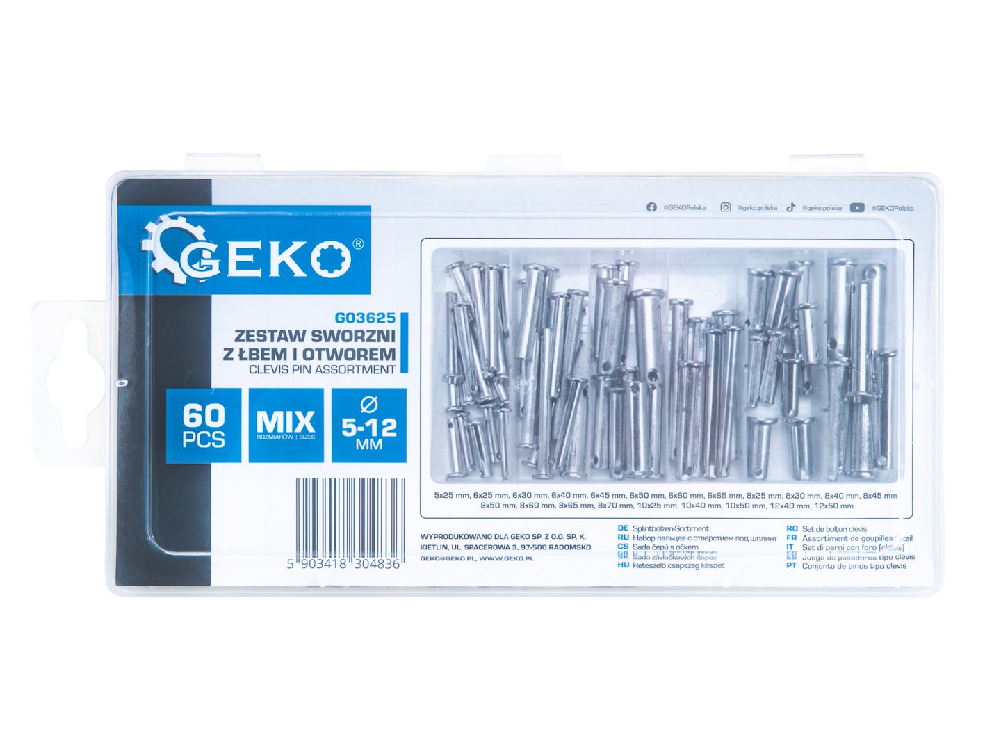 60 pcs Clevis Pins Assortment Kit