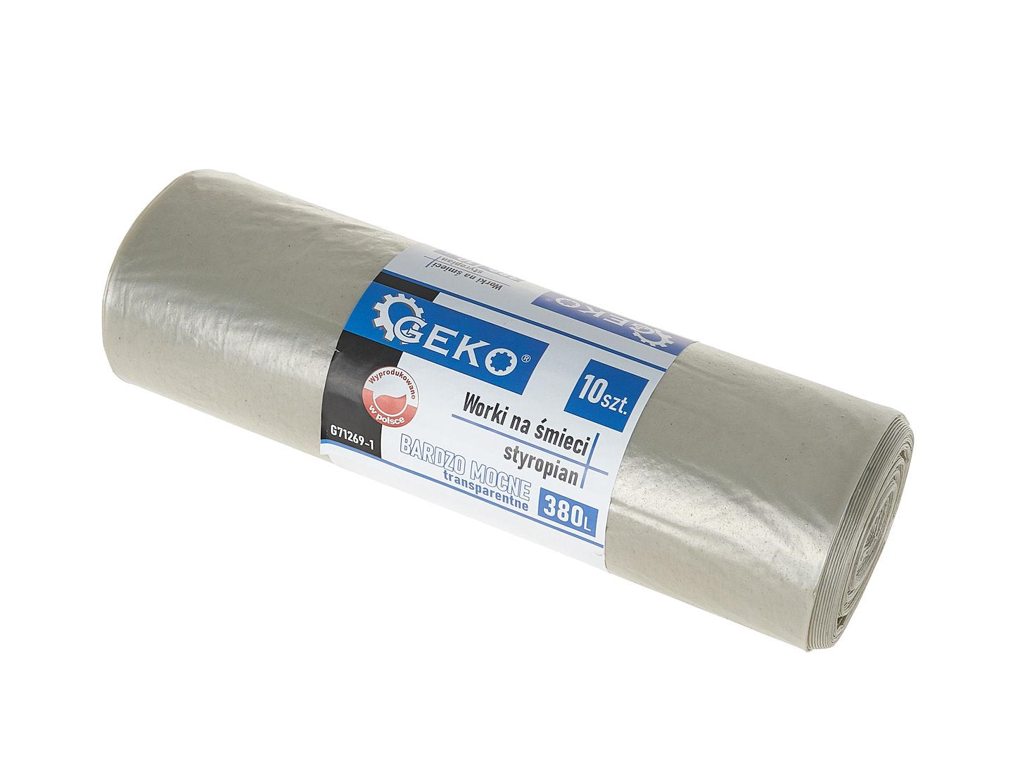 HDPE trash bags, capacity 380 liter, 10 pcs/roll