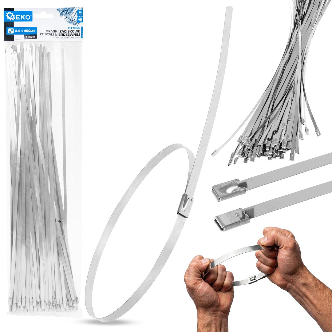 Stainless steel cable ties 4.6 x 400 mm, 100 pcs.