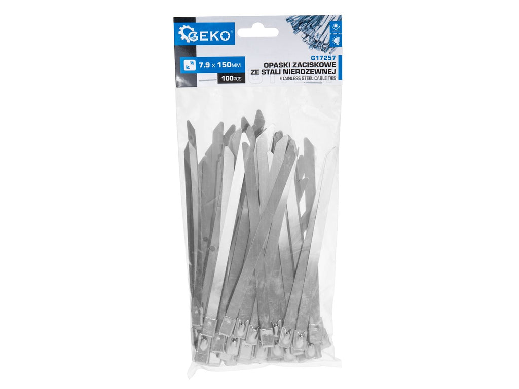 Stainless steel cable ties, 7.9 x 150 mm, 100 pcs.