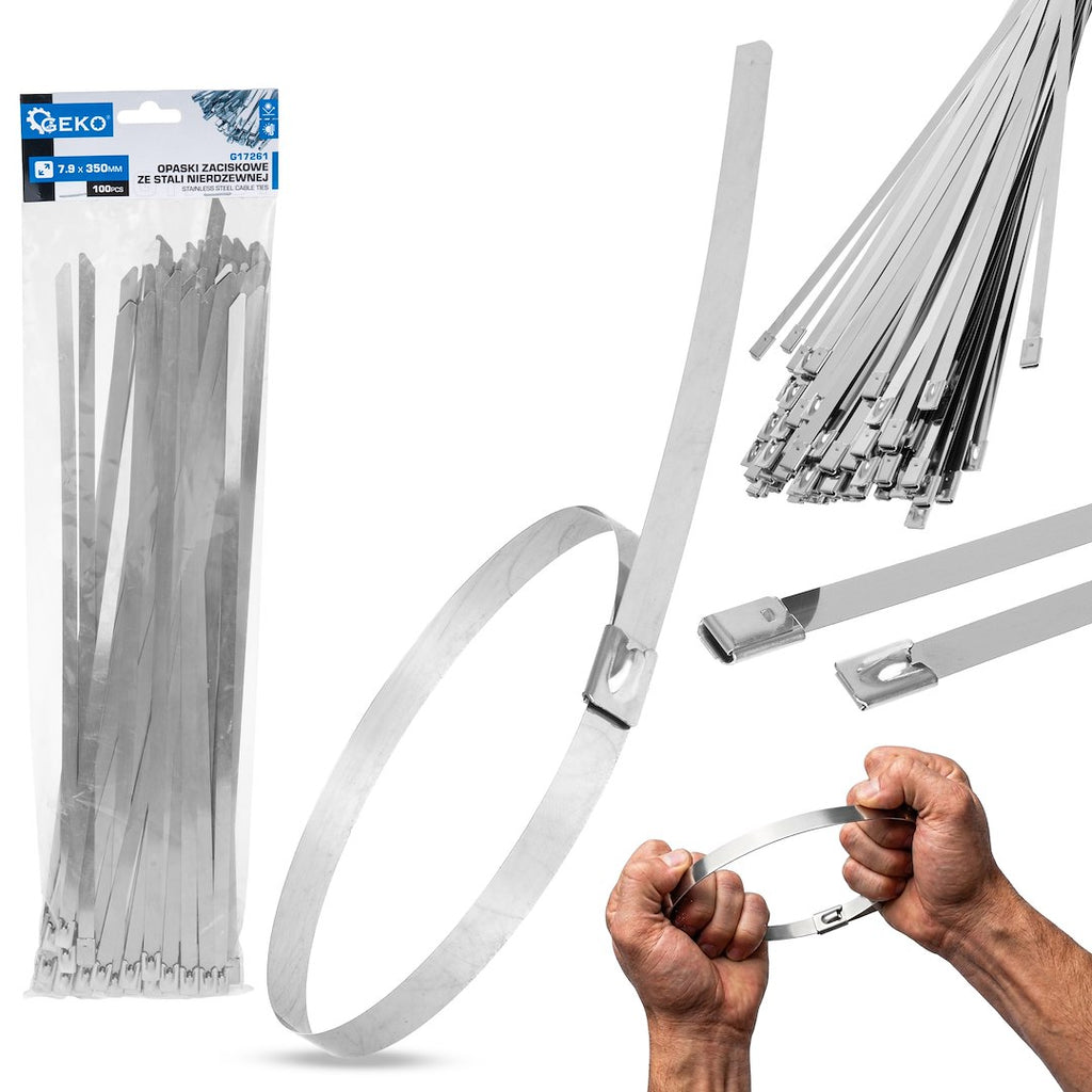 Stainless steel cable ties 7.9 x 350 mm, 100 pcs.