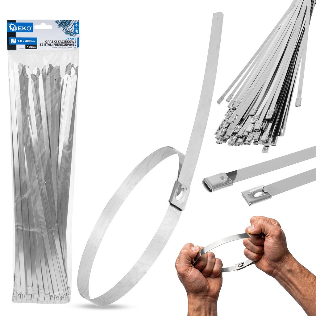 Stainless steel cable ties 7.9 x 400 mm, 100 pcs.
