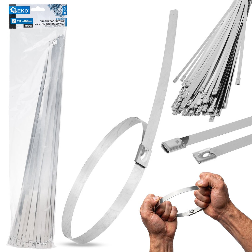 Stainless Steel Cable Ties 7.9 x 450 mm, 100 pcs
