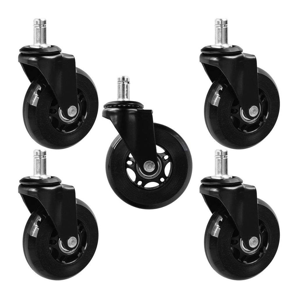 Rubber chair caster wheels, black, 75 mm, 45 kg – 5 pcs