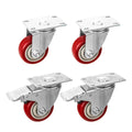 Set of 4 swivel caster wheels, 75 mm, 100 kg – 2 with brake and 2 without brake