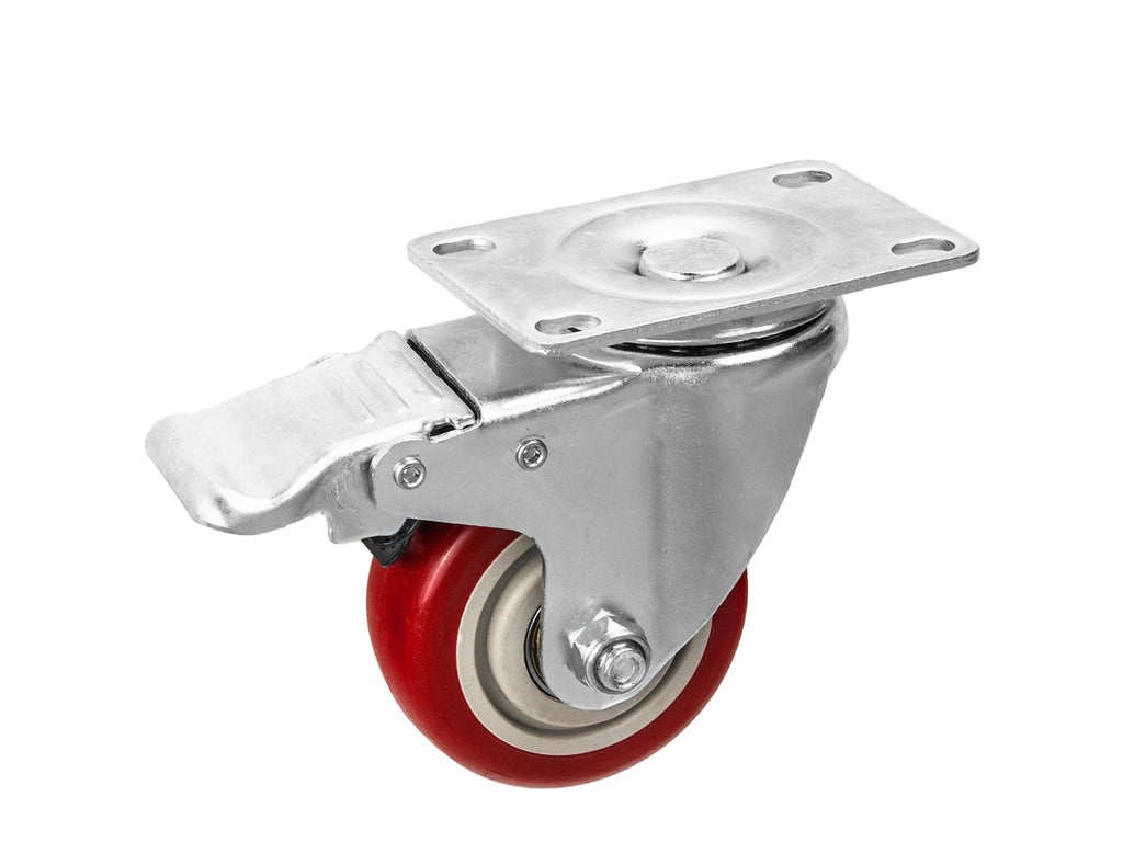 Set of 4 swivel caster wheels, 75 mm, 100 kg – 2 with brake and 2 without brake