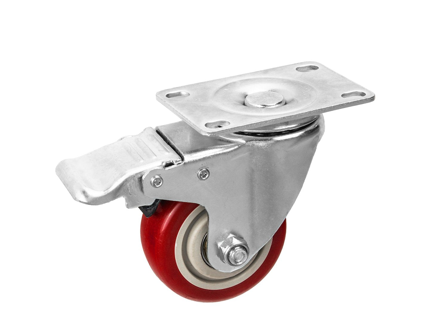 Set of 4 swivel caster wheels, 75 mm, 100 kg – 2 with brake and 2 without brake