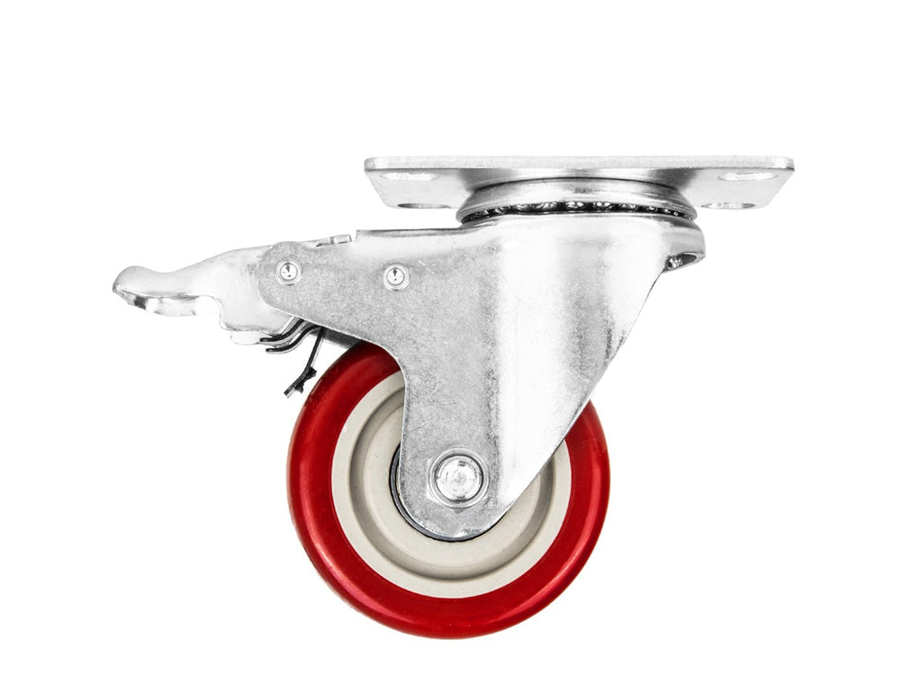 Set of 4 swivel caster wheels, 75 mm, 100 kg – 2 with brake and 2 without brake