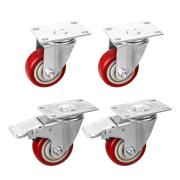 Set of 4 swivel caster wheels, 75 mm, 100 kg – 2 with brake and 2 without brake