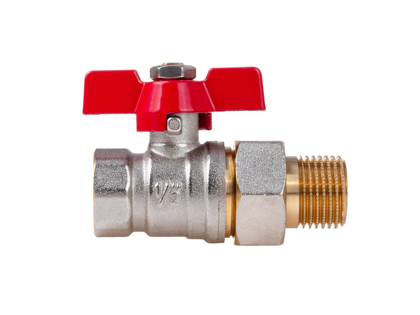 1/2" ball butterfly valve with choke and screw connection / internal + external thread