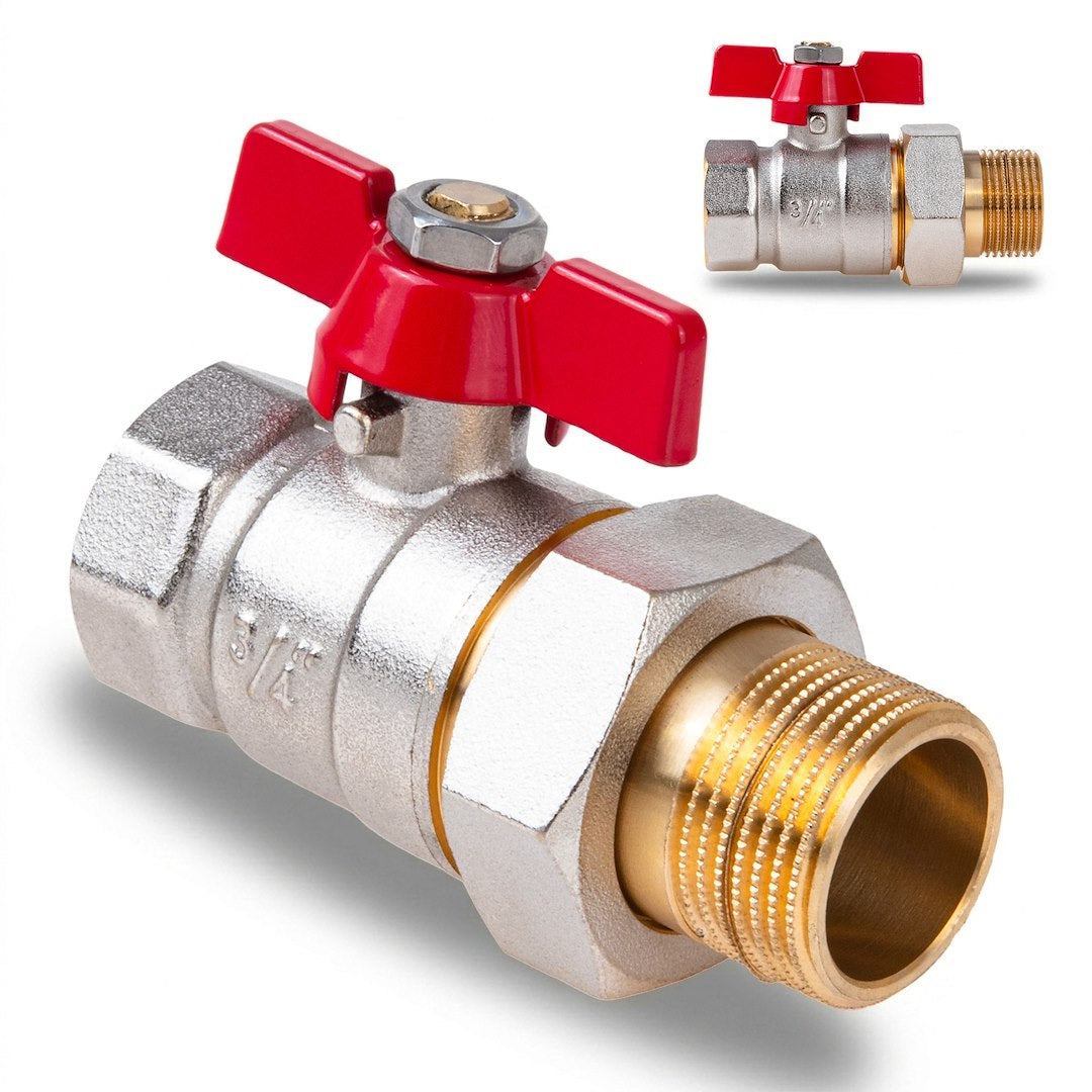 3/4" ball butterfly valve with choke and screw connection / internal + external thread