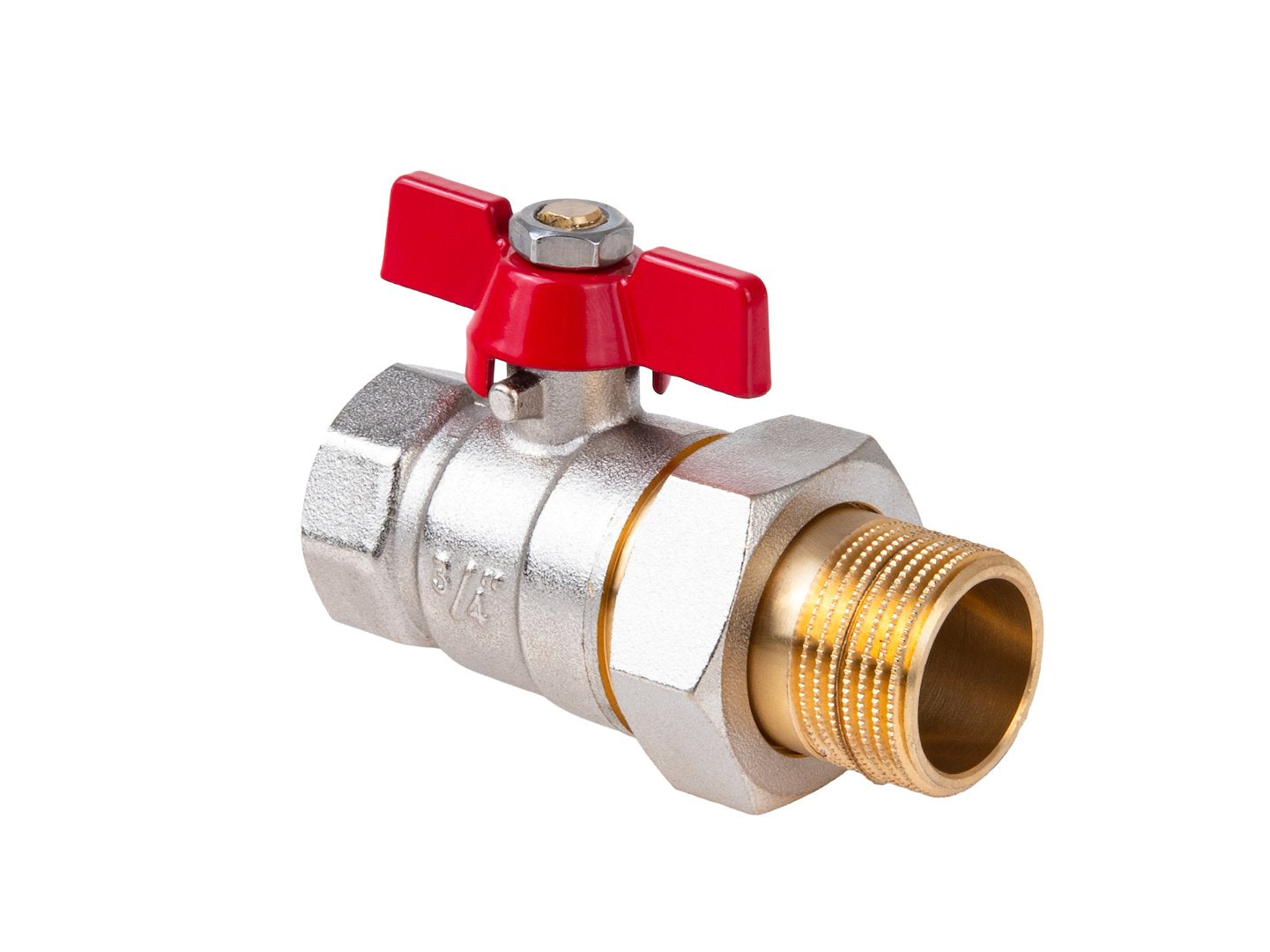 3/4" ball butterfly valve with choke and screw connection / internal + external thread
