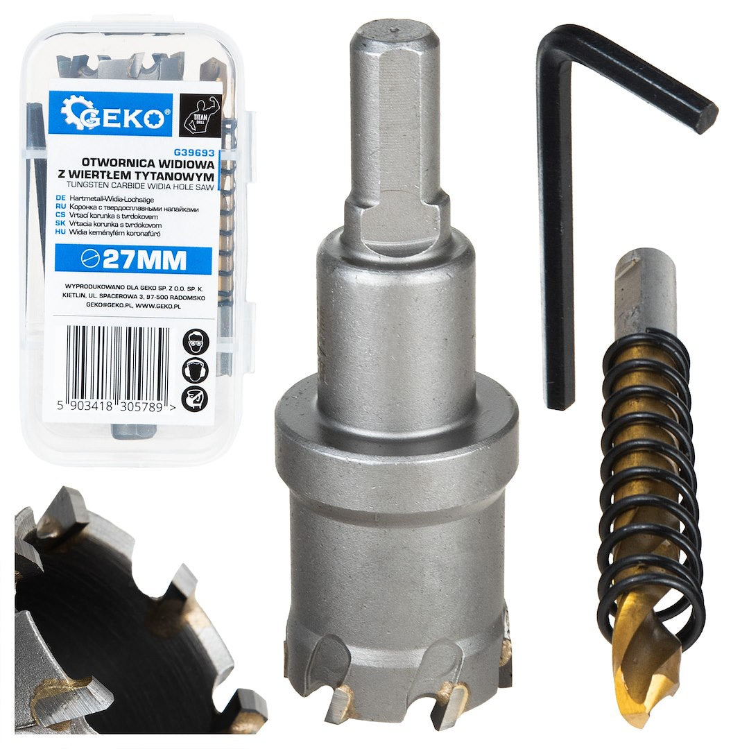 Tungsten carbide widia hole saw – 27 mm with titanium drill