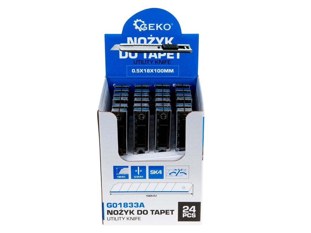 Utility knife 100x18x0.5 mm SS SK4 – display box – Pack of 24