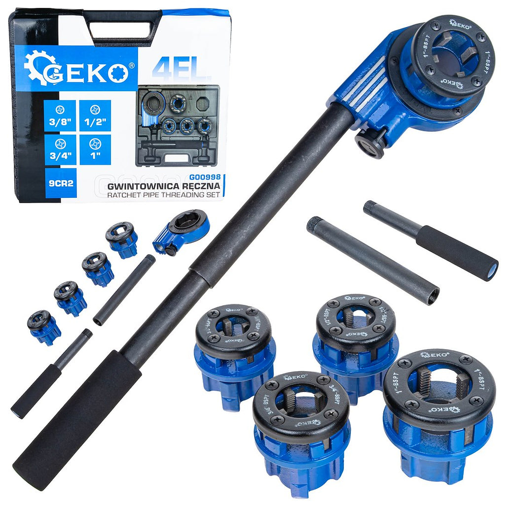 Hand Pipe Threading Set – 4-Piece, 3/8"-1"