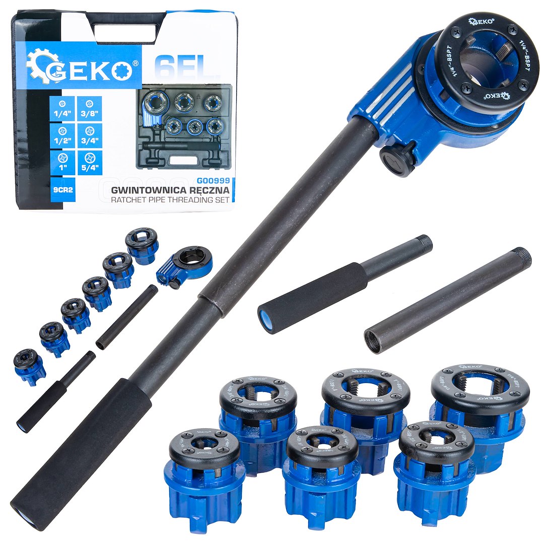 Hand Pipe Threading Set – 6-piece, 1/4"-5/4"