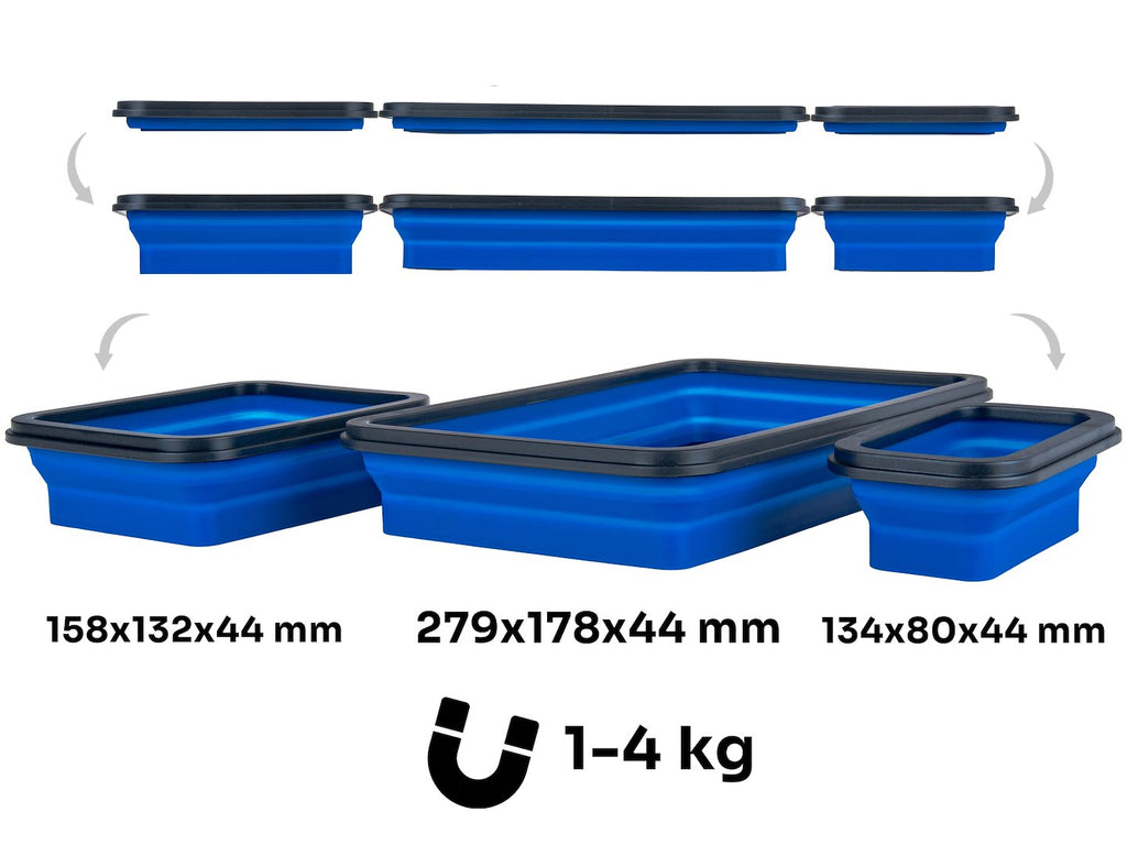 3-Piece Magnetic Silicone Tool Tray Set