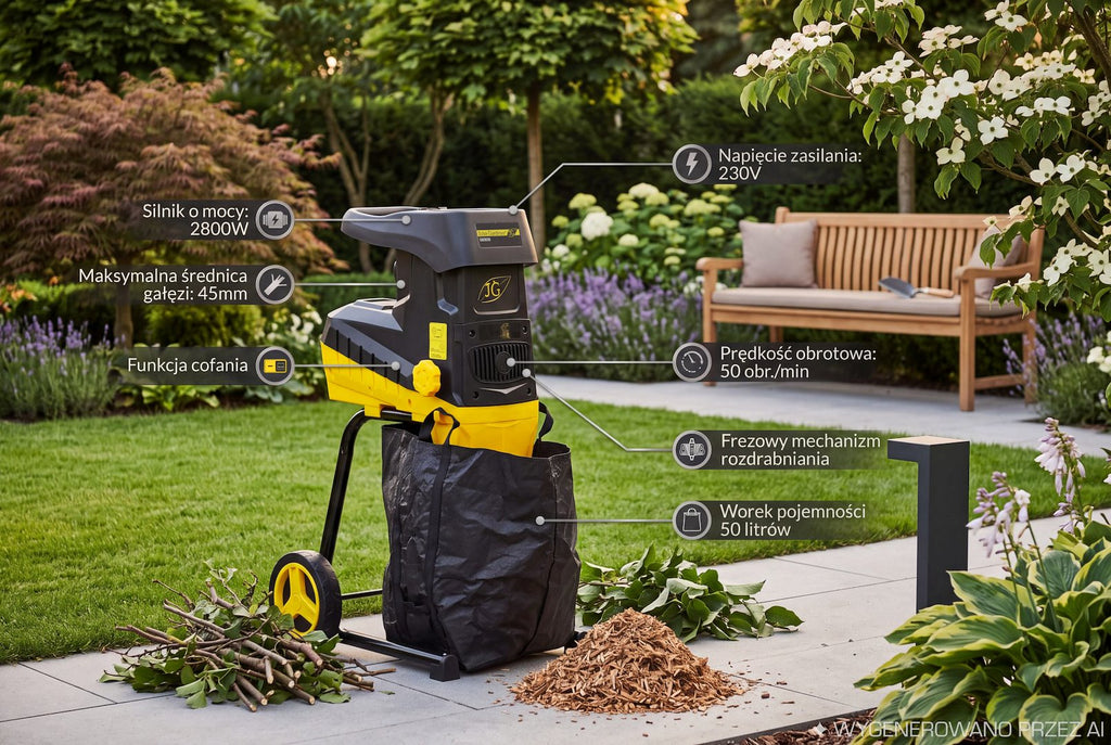 Silent Electric Garden Shredder with Collection Bag 45mm - 50L
