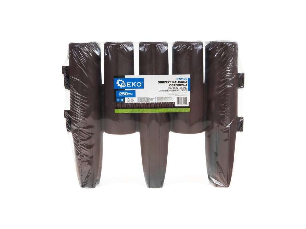 Garden Edging – Lawn Border Palisade, 2.5 m Set – Brown