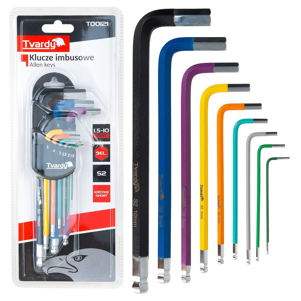 9 pcs Long-Arm Ball-Point Hex Key Set, S2 material