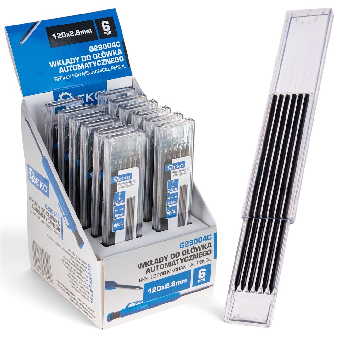 6 pcs refills for mechanical pencil 120 x 2.8 mm – display box – Pack of 12