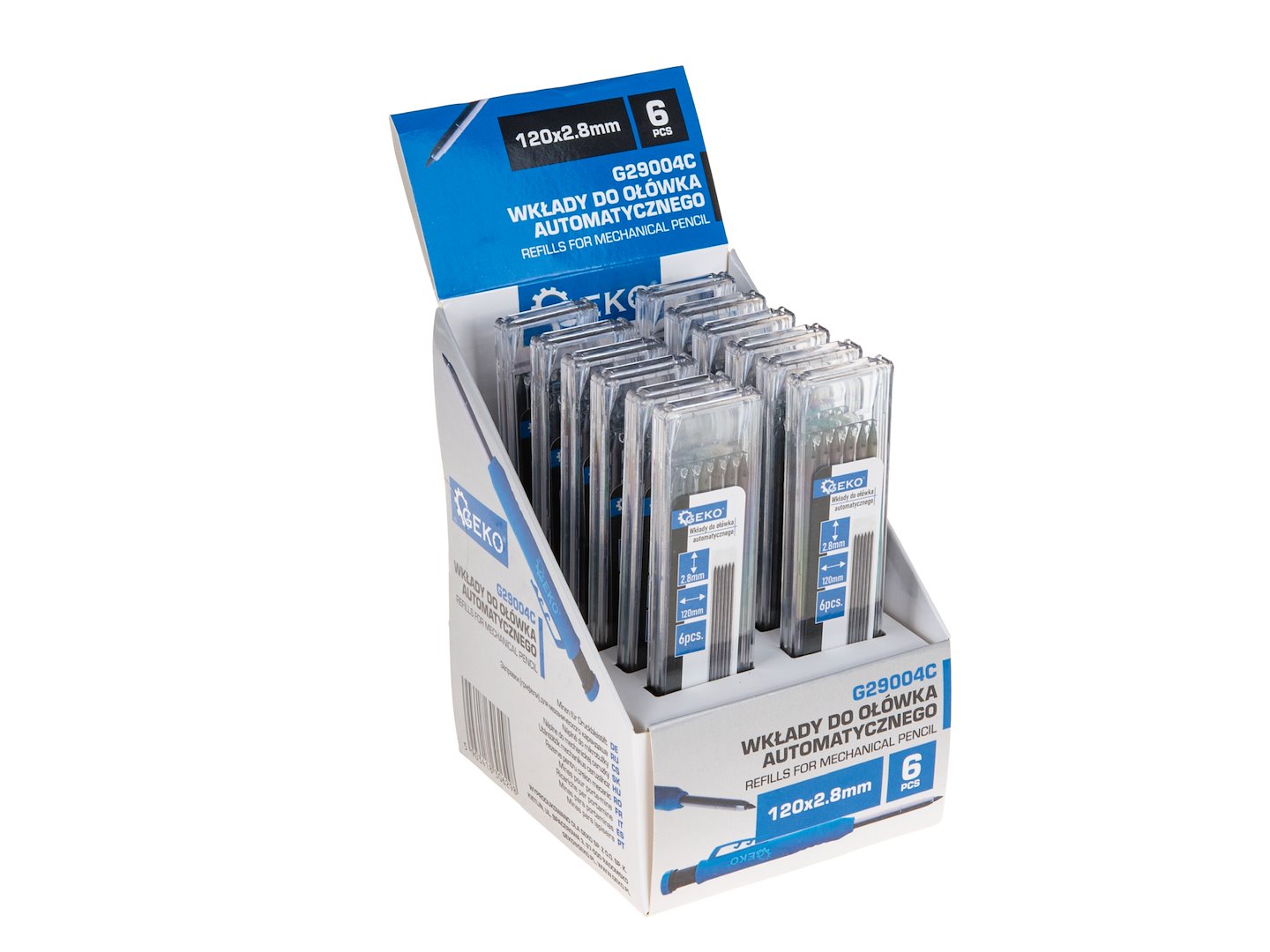 6 pcs refills for mechanical pencil 120 x 2.8 mm – display box – Pack of 12
