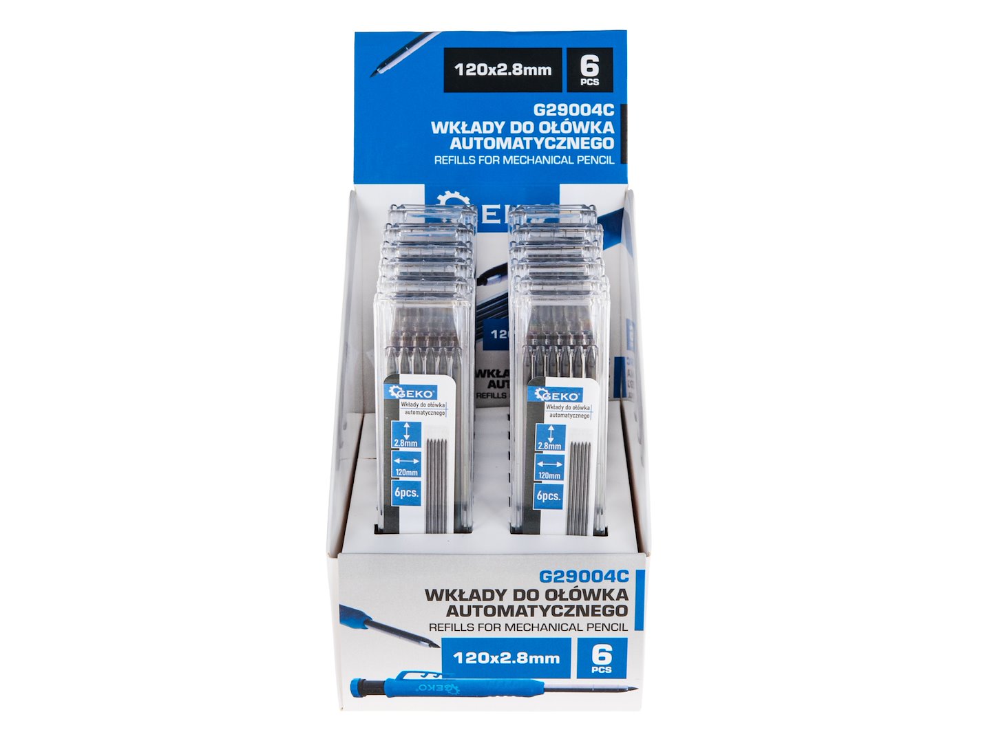 6 pcs refills for mechanical pencil 120 x 2.8 mm – display box – Pack of 12