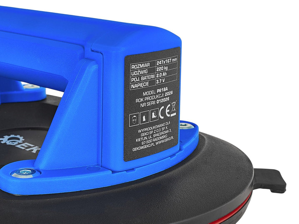 Battery vacuum suction cup 247 × 167 mm 220 kg 2.0 Ah 3.7 V