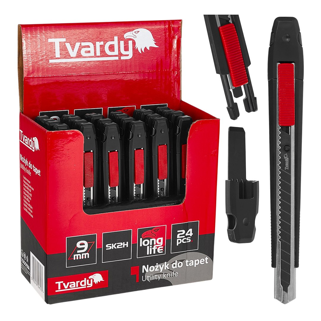 Utility knife 80 x 9 x 0.4 mm SK2H TVARDY – display box – Pack of 24
