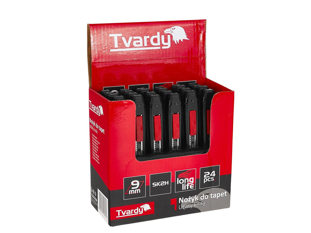Utility knife 80 x 9 x 0.4 mm SK2H TVARDY – display box – Pack of 24
