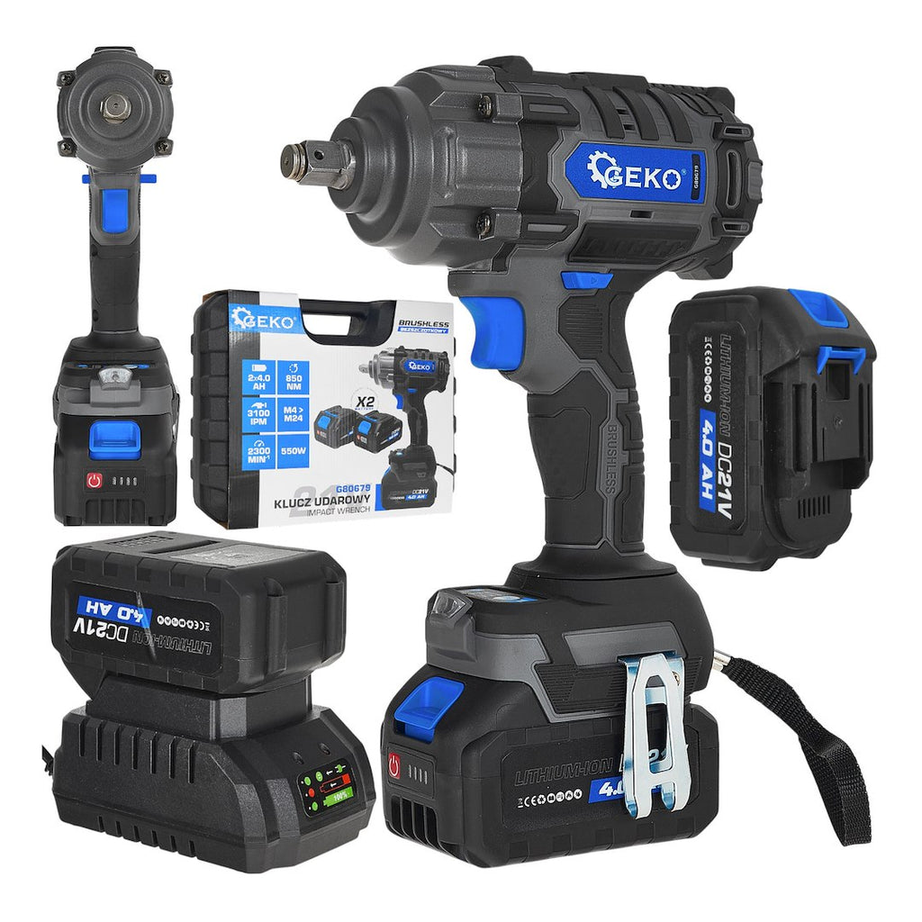 21V 850Nm Cordless Brushless Impact Wrench 2x4.0Ah