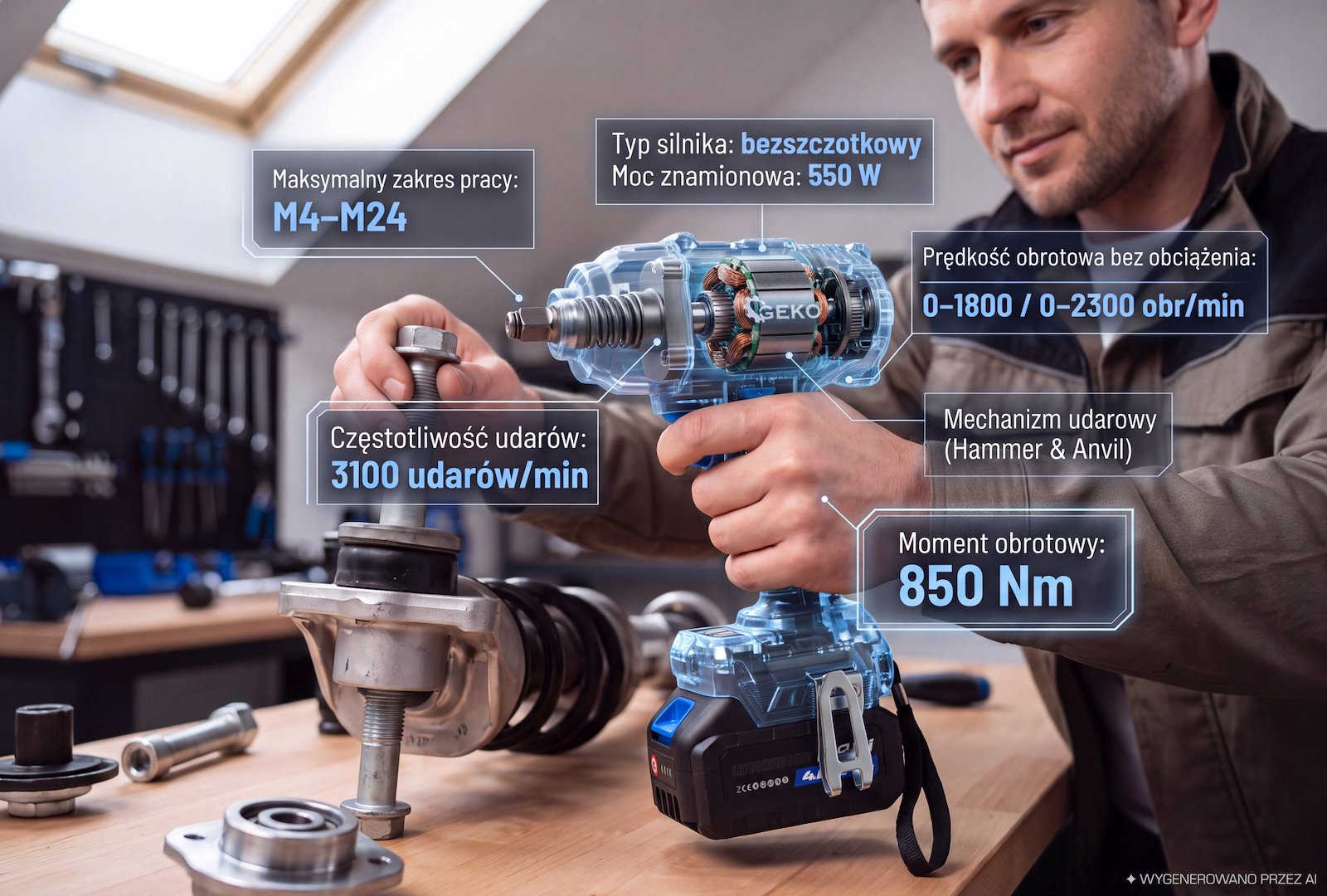 21V 850Nm Cordless Brushless Impact Wrench 2x4.0Ah