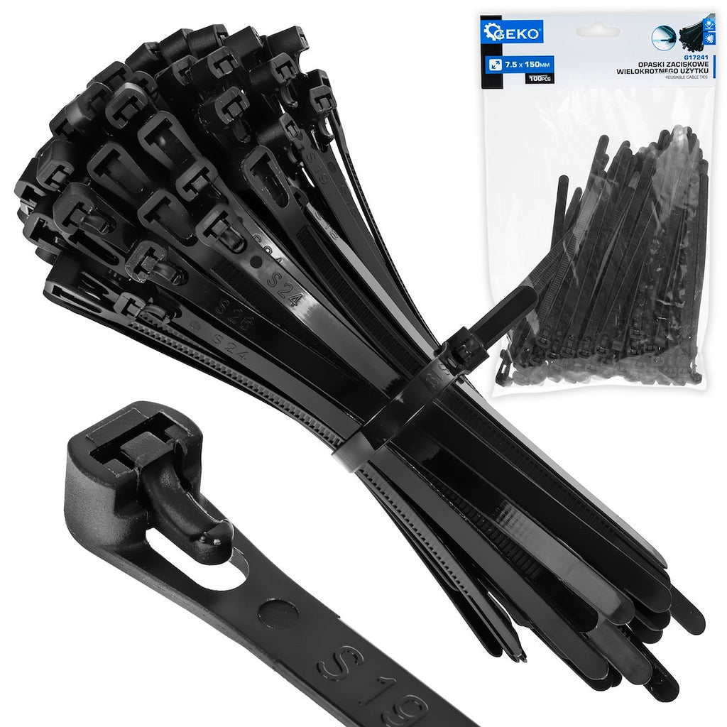 Reusable cable ties 7.5 x 150 mm, 100 pcs