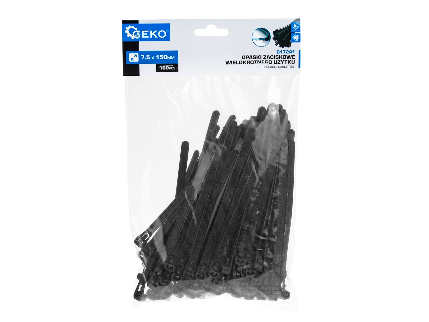 Reusable cable ties 7.5 x 150 mm, 100 pcs