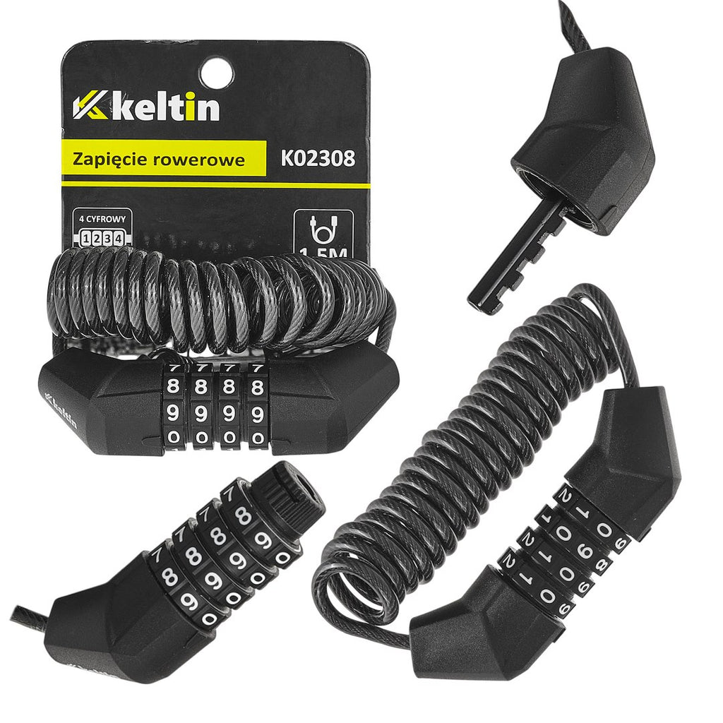 Bicycle cable lock with 4-digit combination 1.5 m