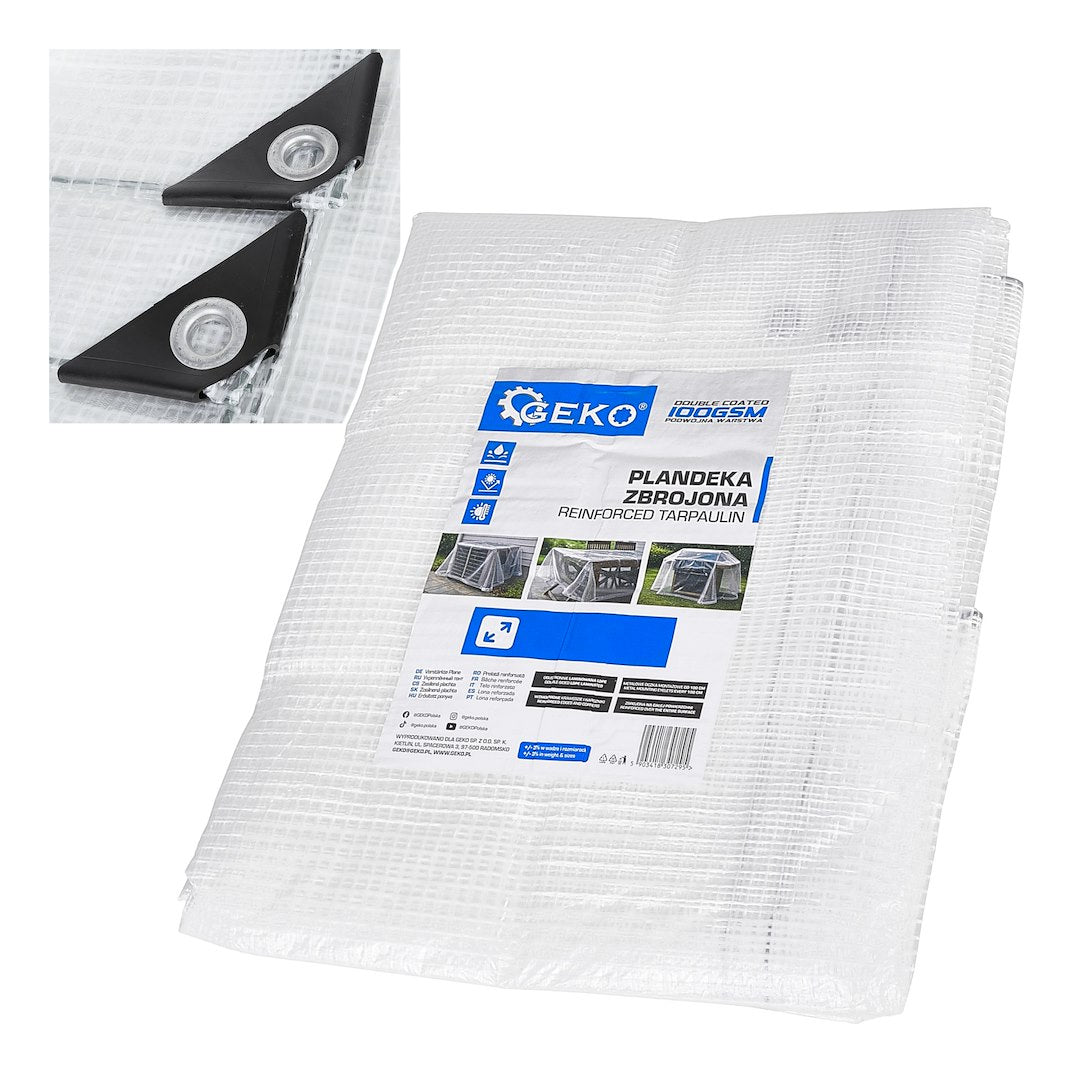 Reinforced tarpaulin 1.5x2m, 100 g, transparent