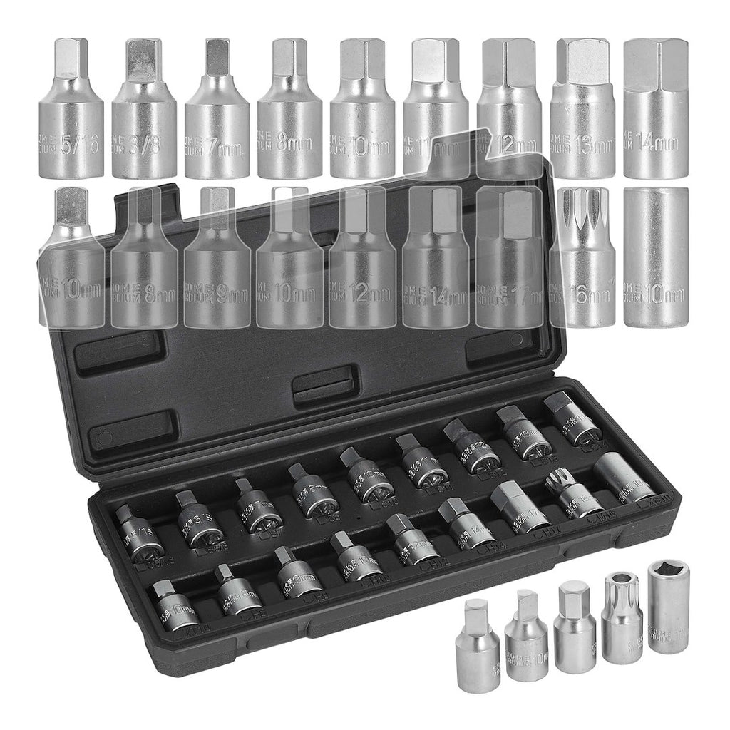 18 pcs 3/8" drive oil drain socket set