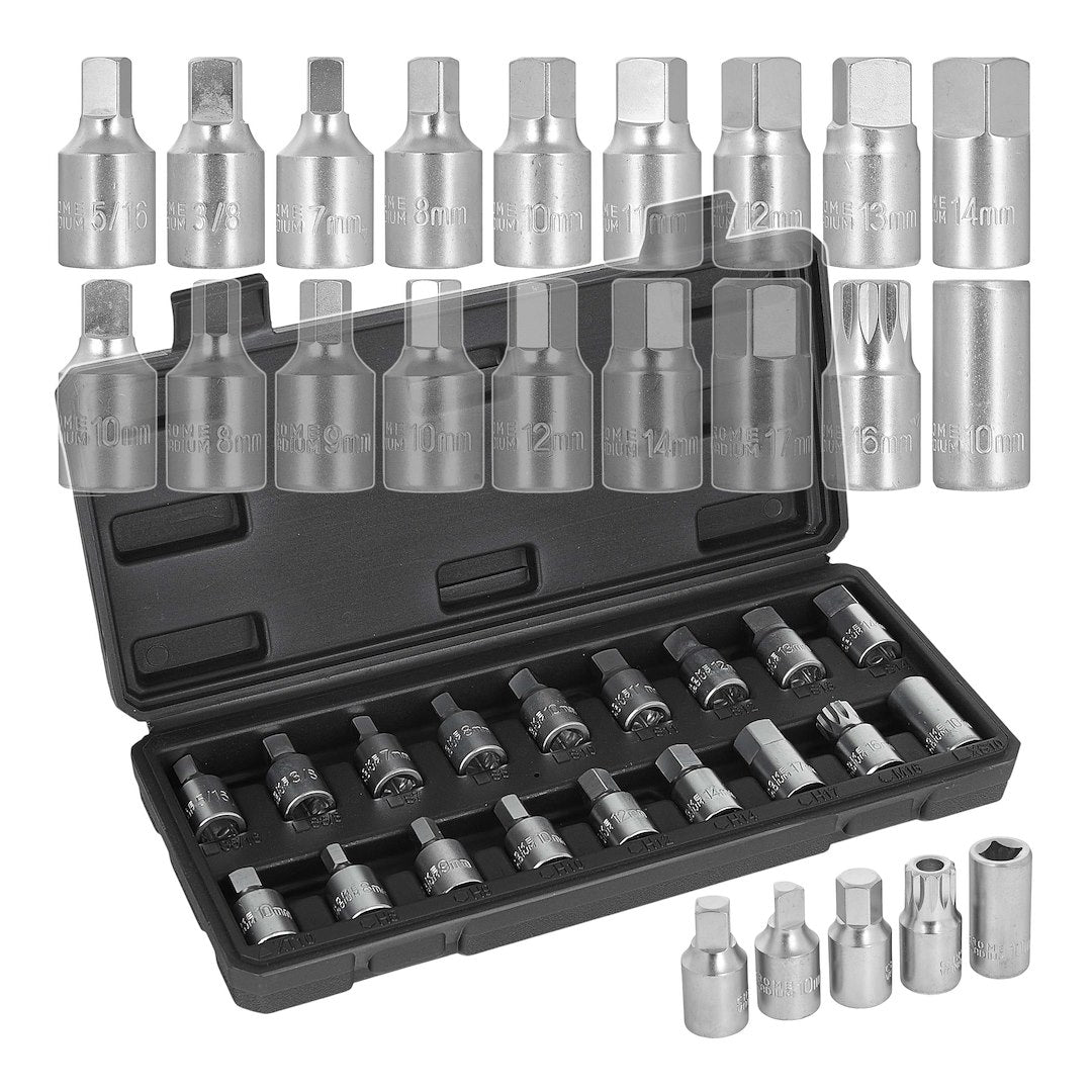 18 pcs 3/8" drive oil drain socket set