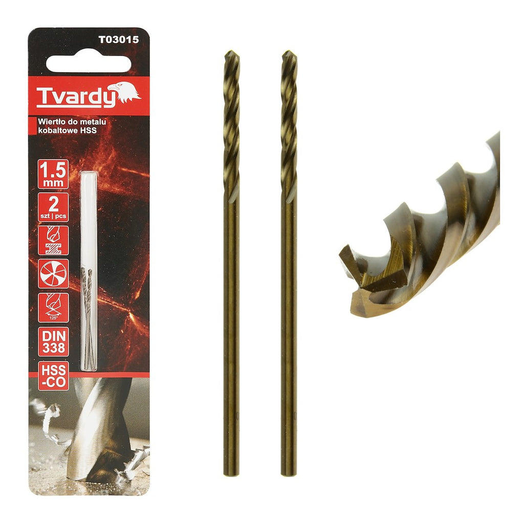 HSS M35 Cobalt Drill, sharp, 1.5 mm