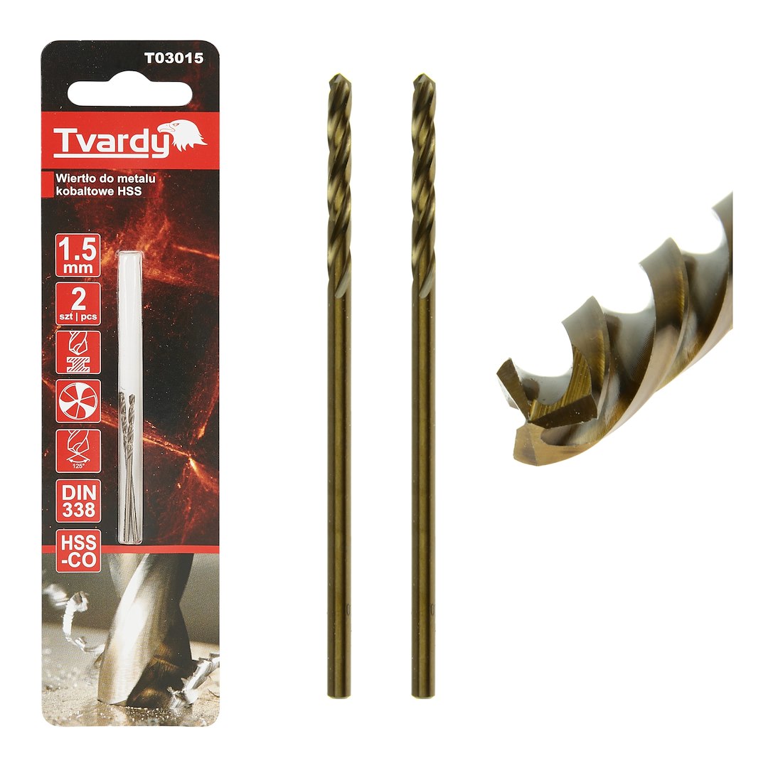 HSS M35 Cobalt Drill, sharp, 1.5 mm