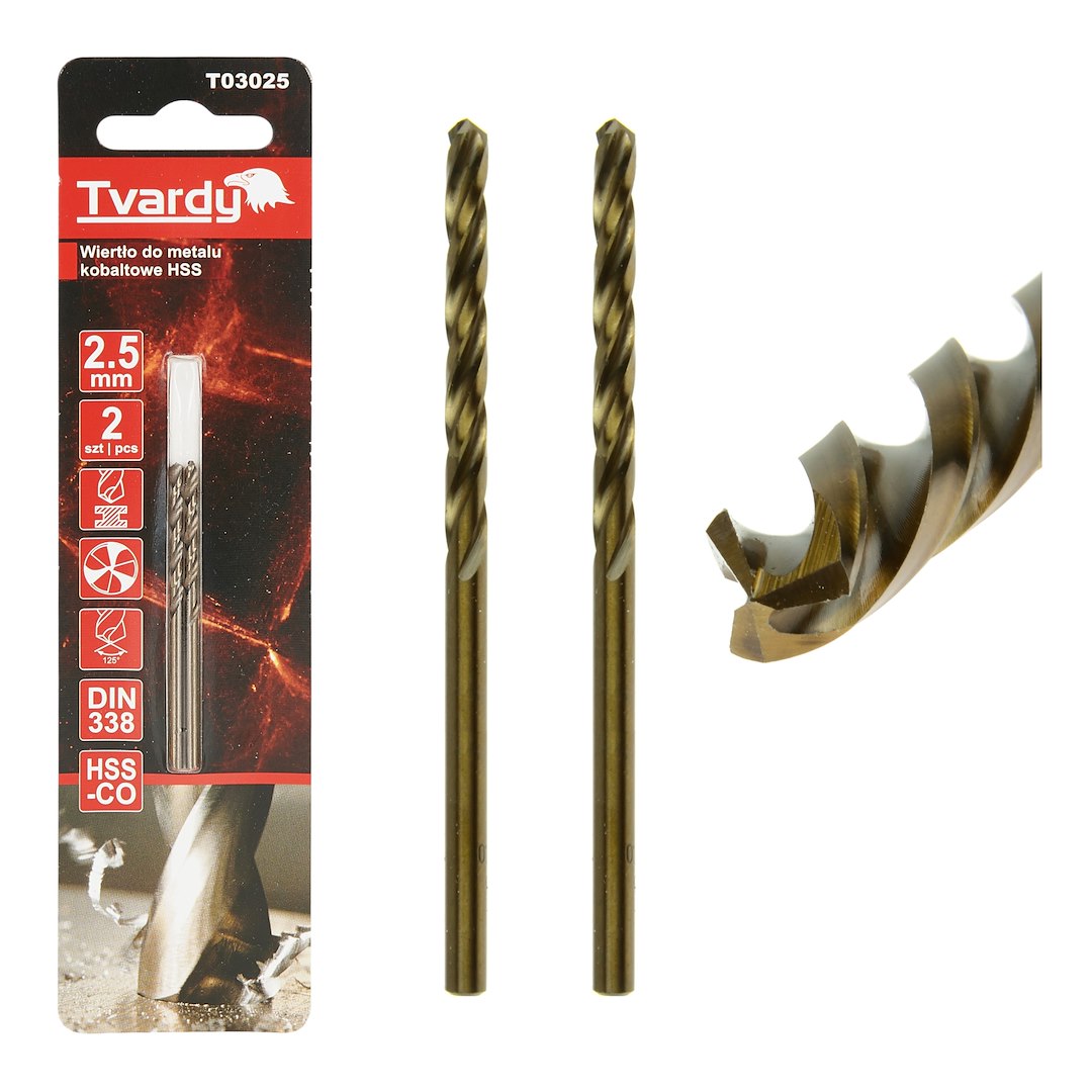 HSS M35 Cobalt Drill, 2.5 mm, sharp