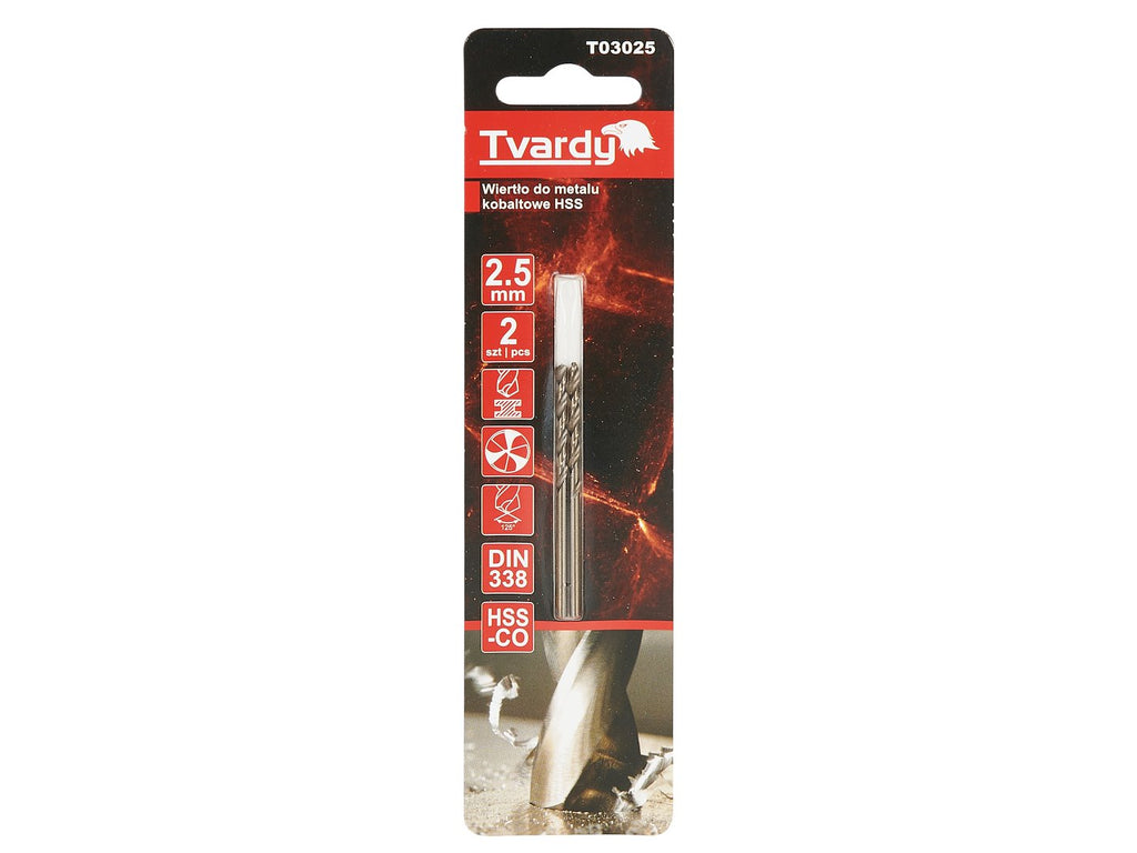 HSS M35 Cobalt Drill, 2.5 mm, sharp