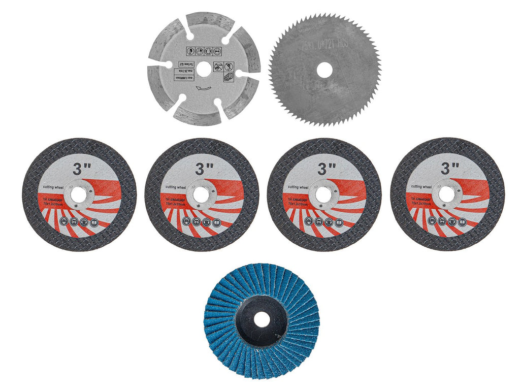 Set of discs for mini grinder, 76 mm, 7 pcs.