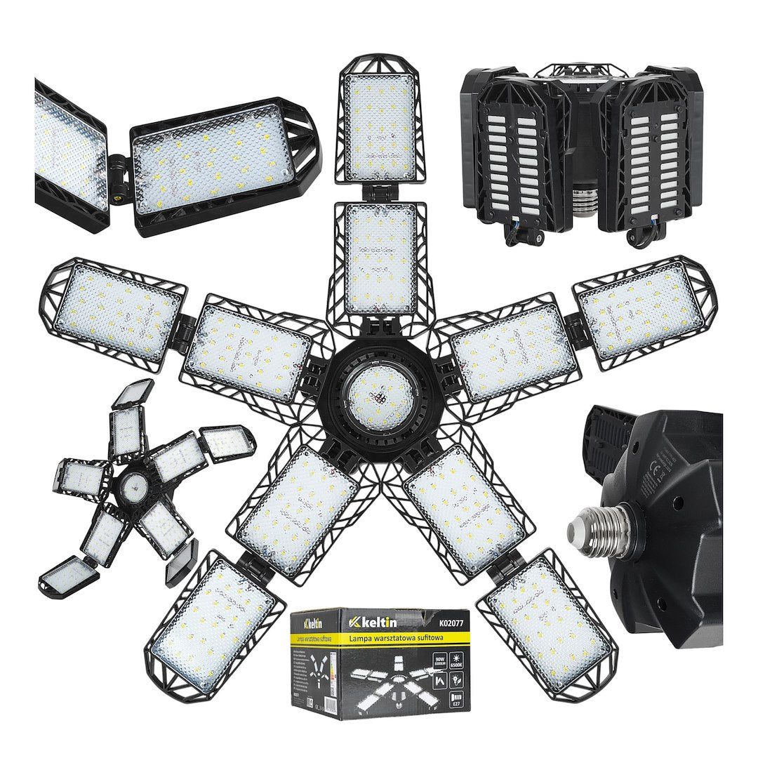 Folding LED E27 ceiling workshop lamp 120W 6000LM 6500K