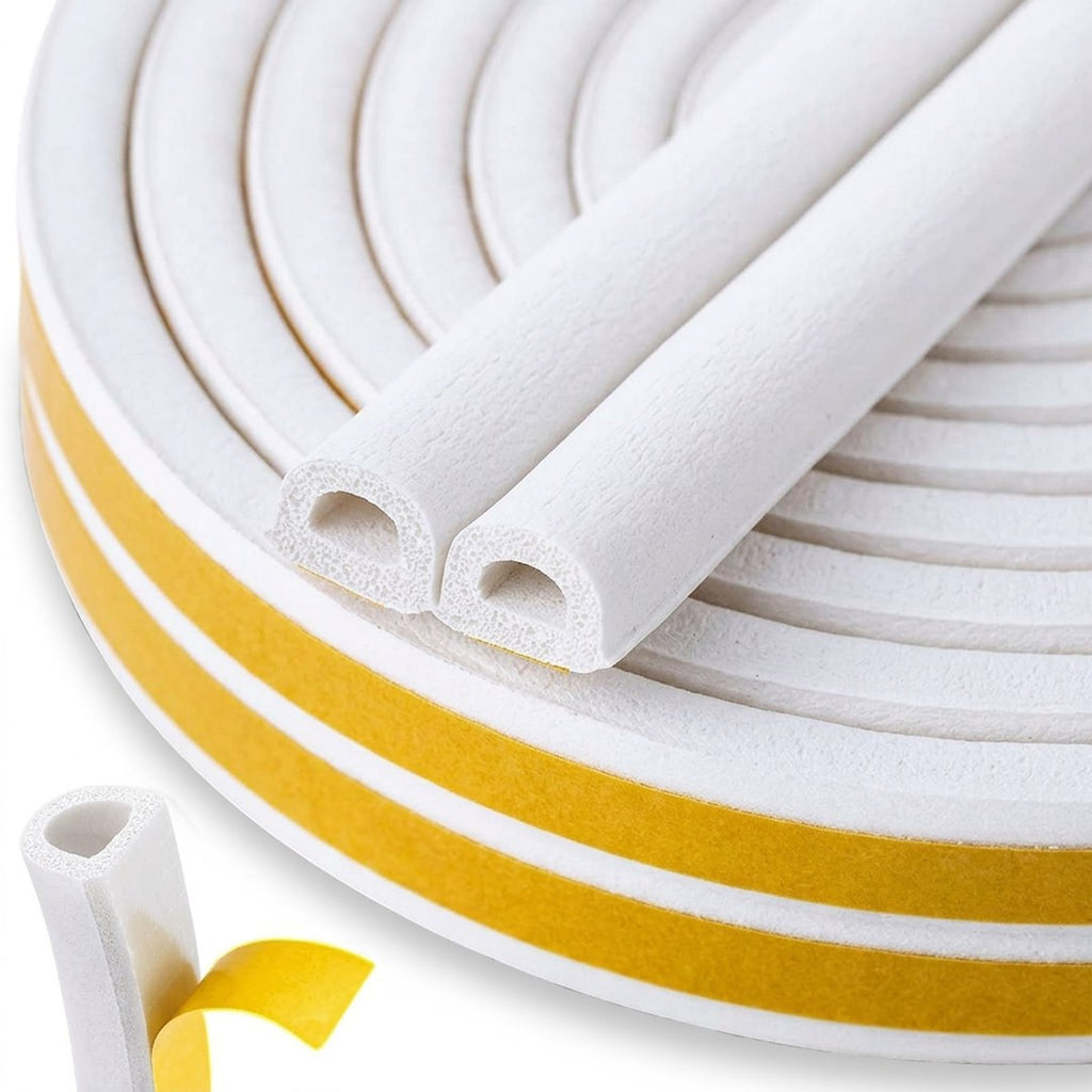 Self-adhesive EPDM D-type seal for windows and doors – 9x7.5 mm, 100 m, white