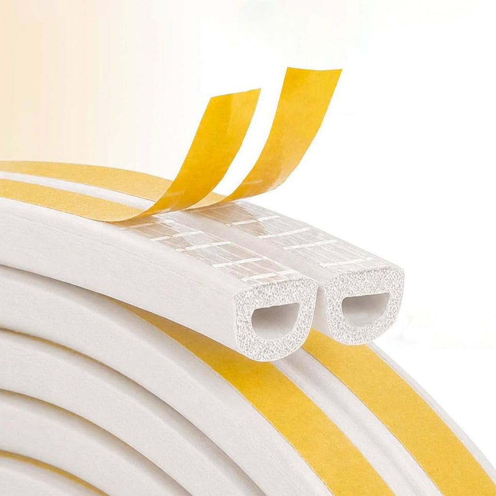 Self-adhesive EPDM D-profile seal for windows and doors 14x12 mm, 40 m — white
