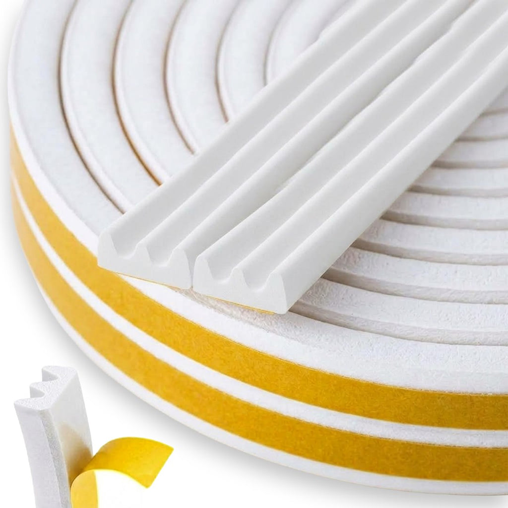 Self-adhesive EPDM seal for windows and doors, Type E, 9x4 mm, 150 m, white